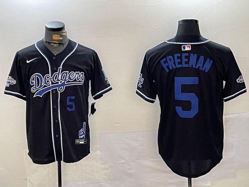 Men Los Angeles Dodgers 5 Freeman Black Game 2024 Nike MLB Jersey style 12023